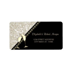 Elegant Black,Damask  Wedding Label