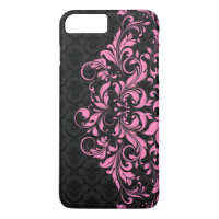 Elegant Black Damasks & Pink Lace