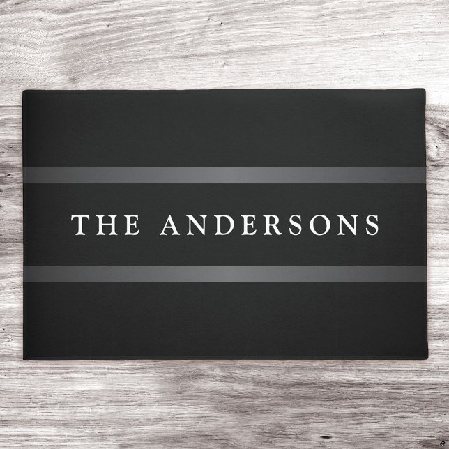 Elegant black dark grey family name or business doormat (Creator Uploaded)