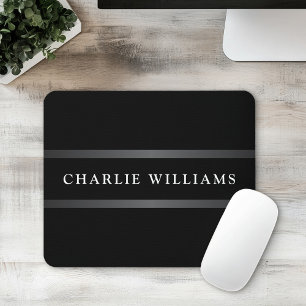 Elegant black dark grey family name or business mouse pad