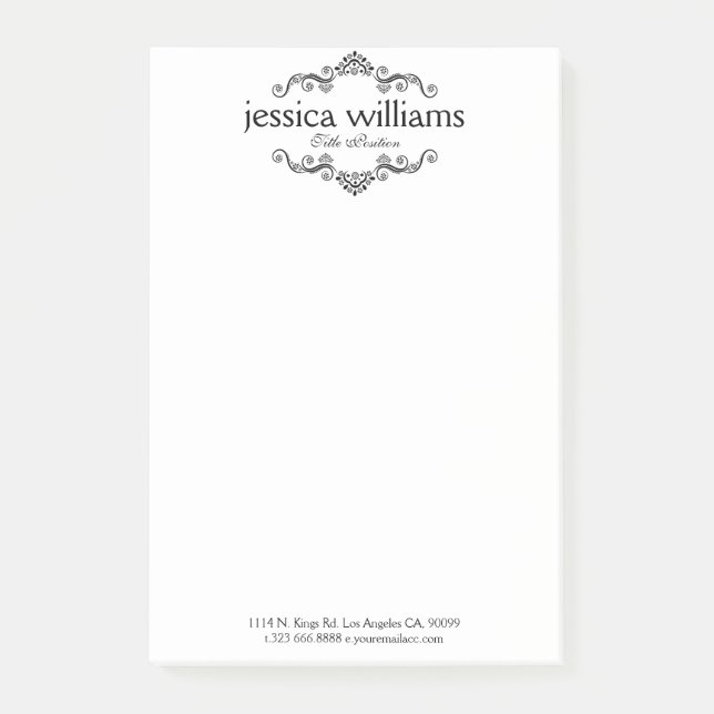 Elegant Black Decorative Border Frame Post-it Notes (Front)