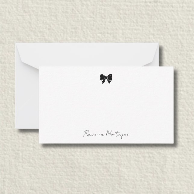 Elegant Black Decorative Bow Handwritten Name  Card (Creator Uploaded)
