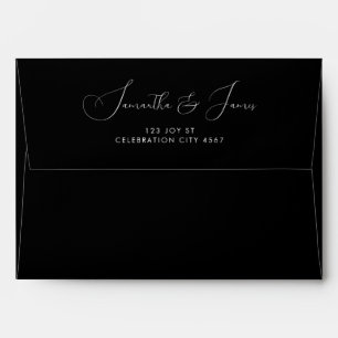 Elegant Black Delicate Calligraphy Wedding Envelope
