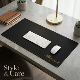 Elegant Black Desk Mat Featuring Your Name