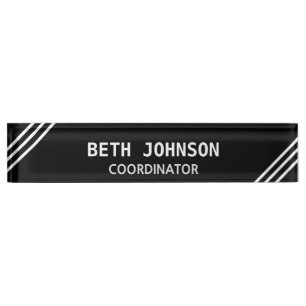 Elegant Black Desk Name Plate