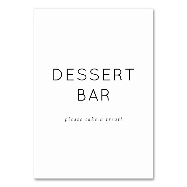 Elegant Black Dessert Bar Sign Table Number (Front)