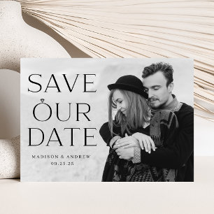 Elegant Black Diamond Ring Overlay Photo Save The Date