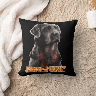 Elegant Black Dog Portrait-Realistic Pet Art Cushion