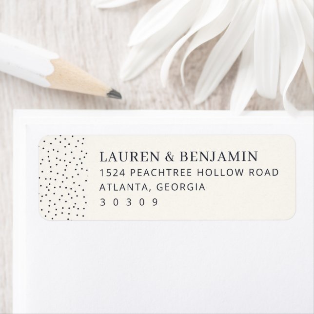 Elegant Black Dotted Minimalist Return Address Label (Insitu)