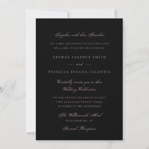 Elegant Black Dramatic Gray Script Wedding Invitation