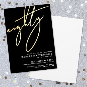 Elegant Black Eighty 80th Birthday Gold
