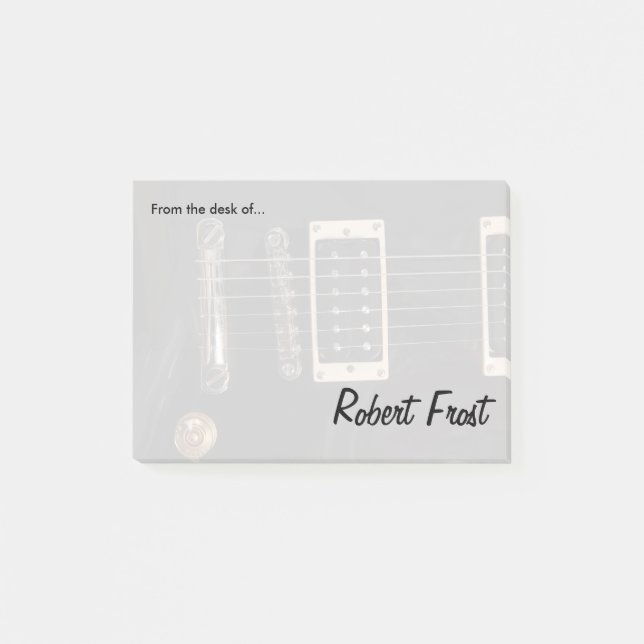 Elegant Black Electric Guitar Strings Closeup Post-it Notes (Front)