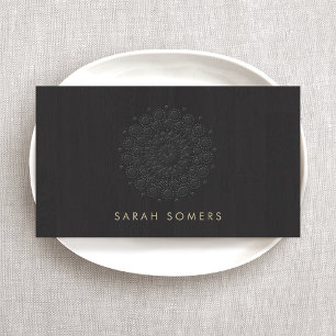 Elegant  Black Embossed Motif Look Business Card