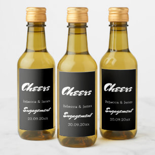 Elegant Black Engagement Wedding Favours Mini Wine Label
