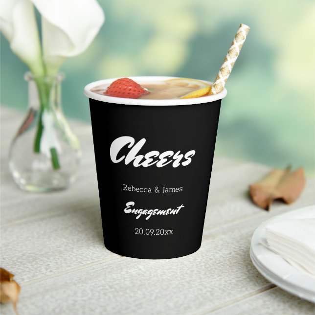 Elegant Black Engagement Wedding Favours  Paper Cups (Insitu)