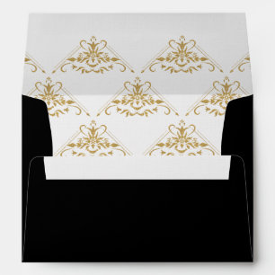 Elegant Black Envelope With Gold Inside and Flap