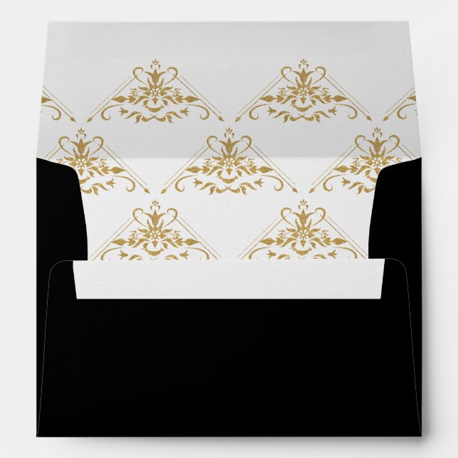 Elegant Black Envelope With Gold Inside and Flap (Back (Bottom))