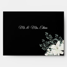 Elegant Black Envelope with White Lily