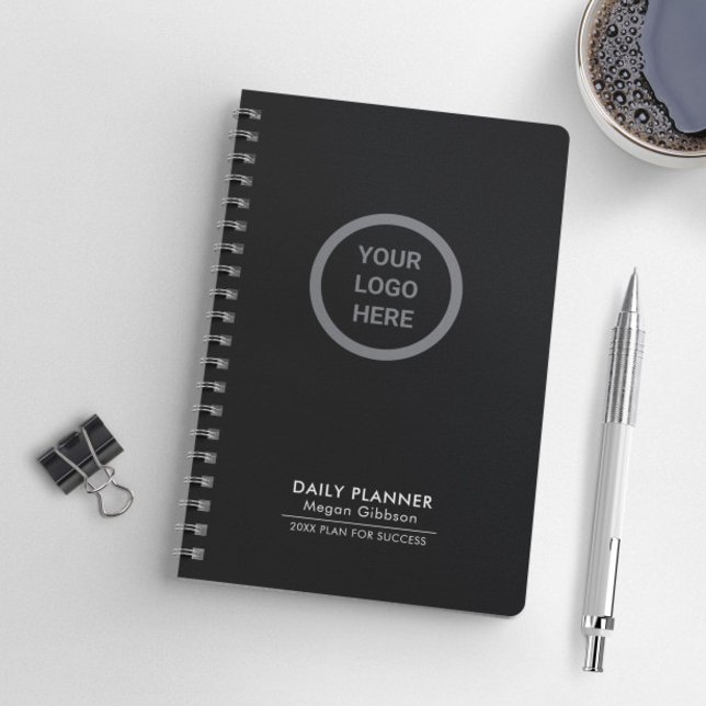 Elegant Black Executive Company Logo Promotional Planner (Black Planner)