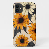 Elegant Black-Eyed Susans On Brown
