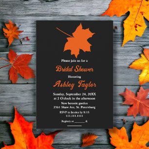 Elegant Black Fall Leaves Boho Chic Bridal Shower Invitation