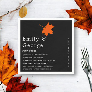 Elegant Black Fall Leaves Boho Chic Floral Wedding Napkin
