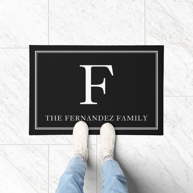 Elegant Black Family Name Doormat (Indoor)