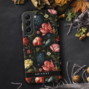 Elegant Black Fantasy Floral Personalised Samsung Galaxy Case