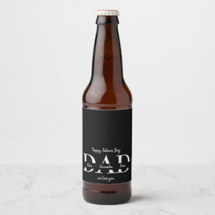 Elegant Black Father's Day - Kid's Names Beer Bottle Label