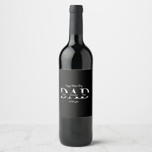 Elegant Black Father's Day - Kid's Names Wine Label