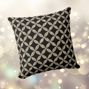 Elegant Black Faux Glitter Pattern Throw Pillow
