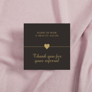 Elegant Black Faux Gold Beauty Salon Referral Card