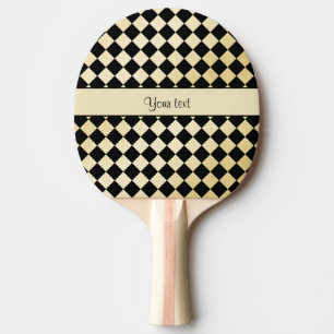 Elegant Black & Faux Gold Checkers Ping Pong Paddle