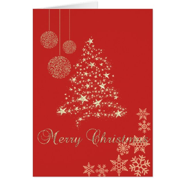 Elegant Black,Faux Gold Christmas Tree,Snowflakes (Front)