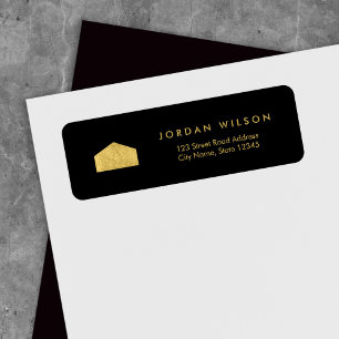 Elegant Black Faux Gold House Return Address Return Address Label