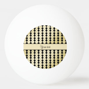 Elegant Black & Faux Gold Symmetrical Diamonds Ping Pong Ball