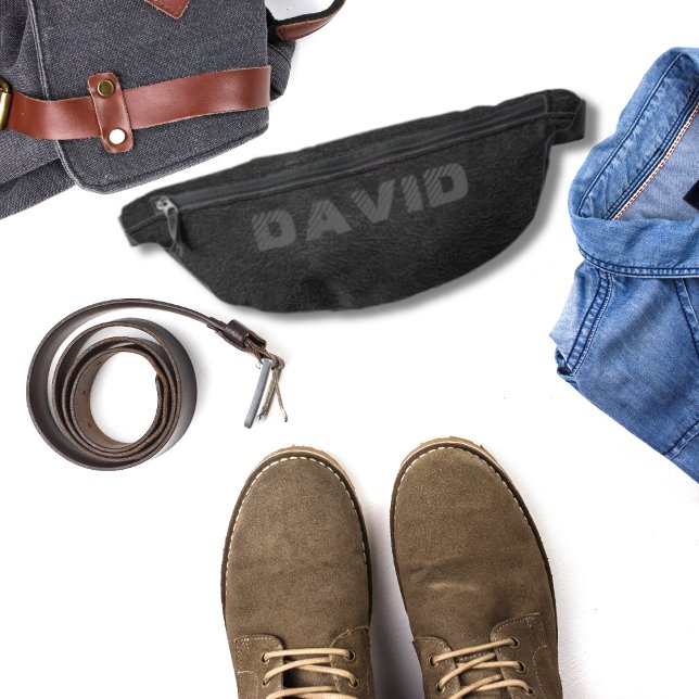 Elegant Black Faux Leather Personalised Name Bum Bags (Creator Uploaded)