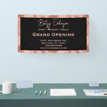 Elegant Black & Faux Rose Gold Foil Business Sign