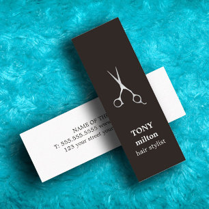 Elegant Black Faux Silver Scissors Hairstylist Mini Business Card