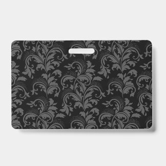 Elegant Black Floral Badge ID Badge
