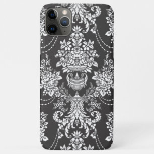 Elegant Black Floral Damask iPhone 11 Pro Max Case