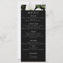 Elegant Black Floral Greenery Lily Menu Wedding