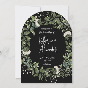 Elegant Black floral Lily wedding Invitation