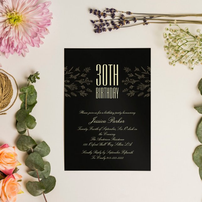 Elegant Black Floral Minimal Invitation (Creator Uploaded)