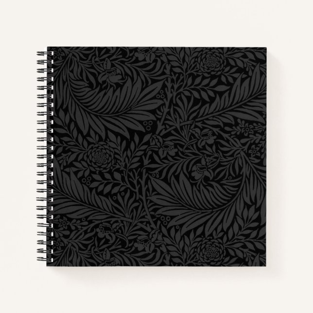 Elegant Black Floral Pattern Notebook (Front)