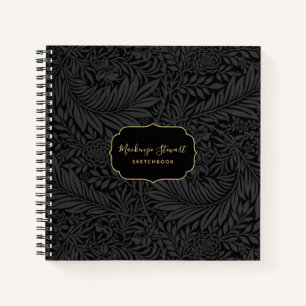 Elegant Black Floral Pattern Sketchbook Notebook
