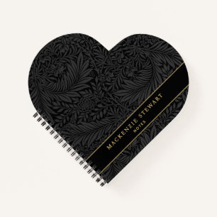 Elegant Black Floral Pattern Sketchbook Notebook