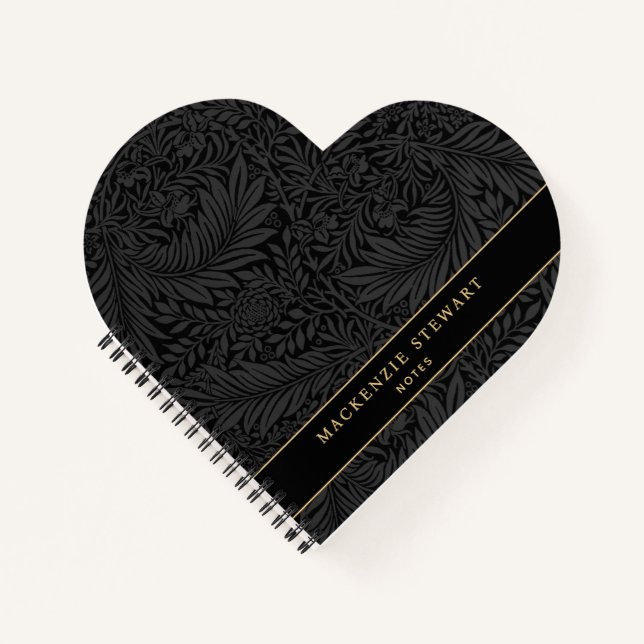 Elegant Black Floral Pattern Sketchbook Notebook (Front)