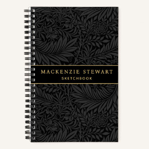 Elegant Black Floral Pattern Sketchbook Notebook