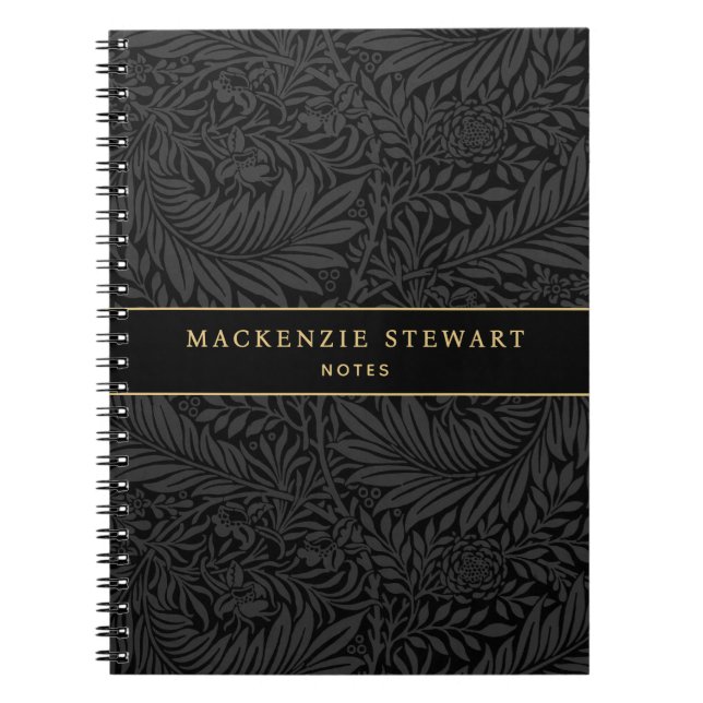 Elegant Black Floral Pattern Sketchbook Notebook (Front)